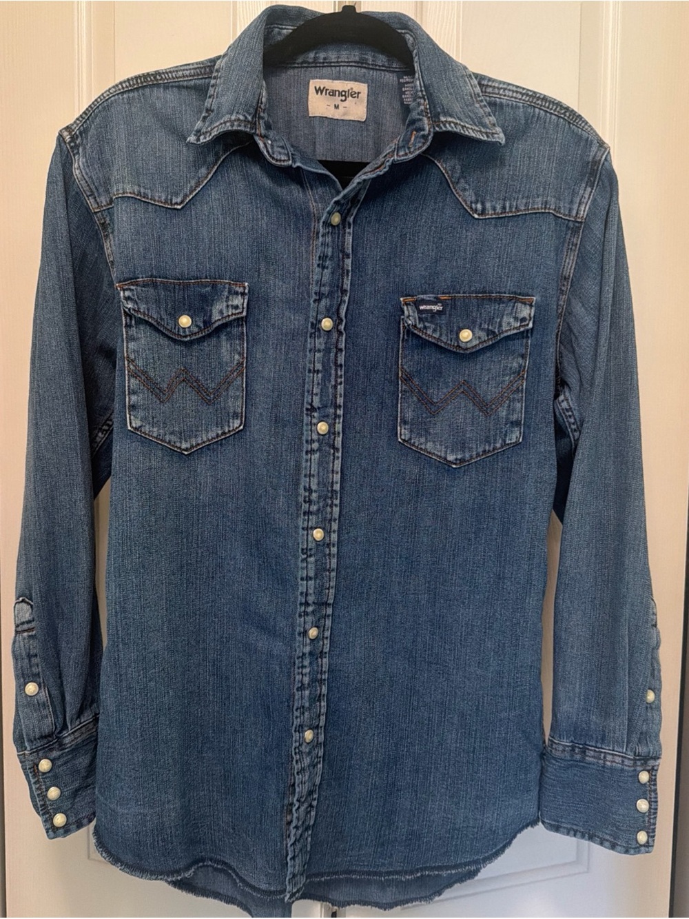 Wrangler Blue Denim Western Snap-Front Shirt